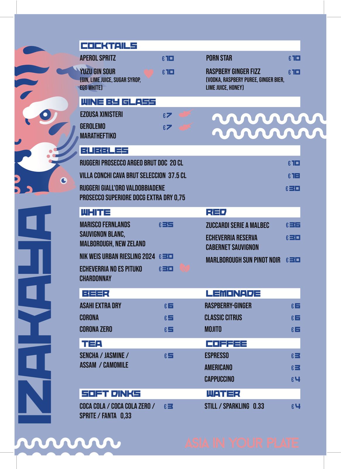 Bar menu page 1